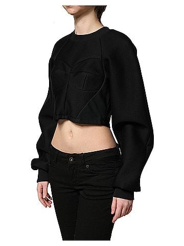 Philosophy Black Cropped ZipperBack Sweatshirt Women's Sweater (view 2)
