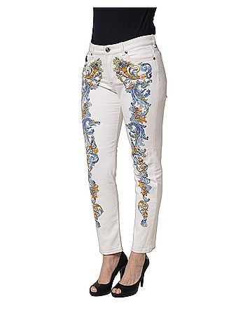Versace Jeans Couture White Floral Print Skinny Denim Women's Jeans (view 2)