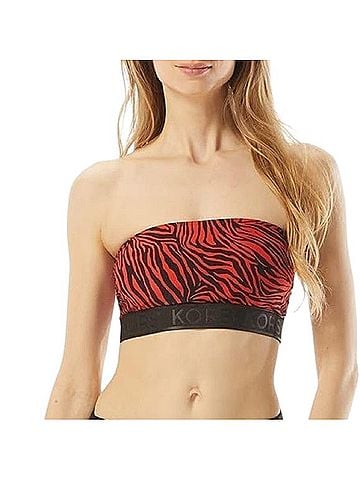 MICHAEL Michael Kors Zebra Zip Back Bandeau Swimsuit Top (view 1)