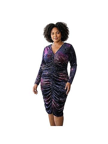 Nicole Miller Ruched Bodycon Midi Cocktail Dress (view 1)