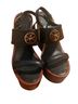 Tory Burch 100% Leather Black Brown Wedges Size 8 1/2 - photo 1