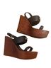 Tory Burch 100% Leather Black Brown Wedges Size 8 1/2 - photo 2