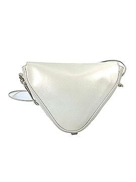 Céline CELINE Triangle Logo Crossbody Pouch Shoulder Bag Leather Women's White (view 2)