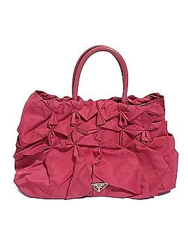 Prada PRADA Prada Triangle Logo Plate Nylon Frill Gathered Handbag Pink Women's (view 1)