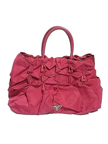 Prada PRADA Prada Triangle Logo Plate Nylon Frill Gathered Handbag Pink Women's (view 1)