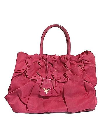 Prada PRADA Prada Triangle Logo Plate Nylon Frill Gathered Handbag Pink Women's (view 2)