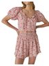Lucky Brand Floral Damask Fair Isle Graphic Pink Ivory Red Romper Size M - photo 1