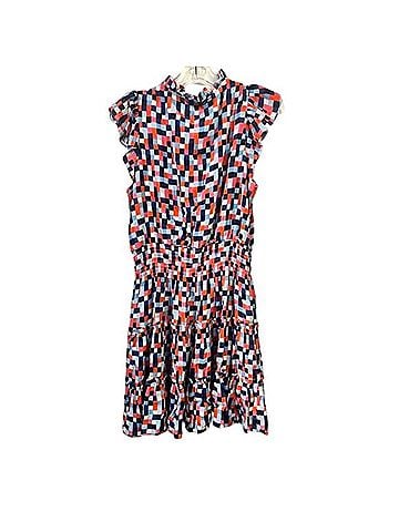 Sail to Sable Geometric Mosaic Smocked Tiered Mini Dress Casual Dress (view 2)