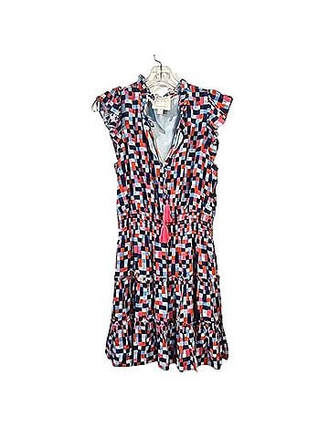 Sail to Sable Geometric Mosaic Smocked Tiered Mini Dress Casual Dress (view 1)