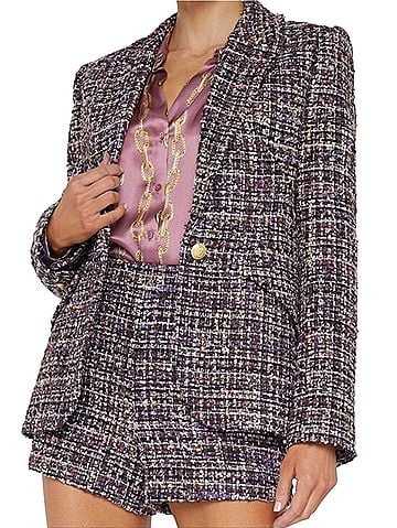 L'Agence Chamberlain Purple Multi Tweed Single-Button Blazer (view 1)