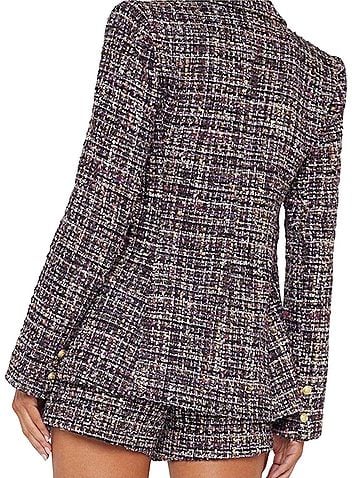 L'Agence Chamberlain Purple Multi Tweed Single-Button Blazer (view 2)