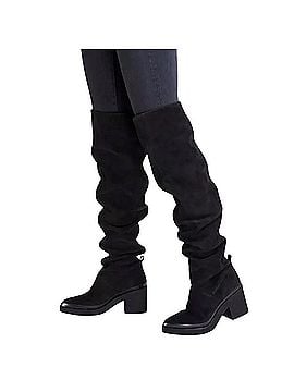Free People 2021 Black Spanish Suede Over The Knee Slouch Boot| Boho Whimsigoth Dark Romance Indie Sleaze Retro Boots (view 1)