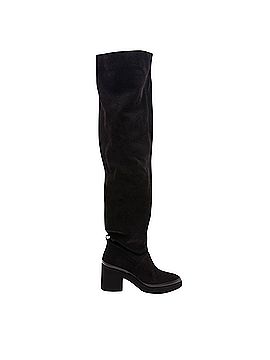 Free People 2021 Black Spanish Suede Over The Knee Slouch Boot| Boho Whimsigoth Dark Romance Indie Sleaze Retro Boots (view 2)
