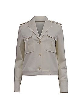 Theory Theory Button-Down Cropped Jacket in White Wool (view 1)