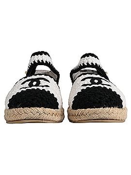 Chanel Chanel Braided Knit Ankle Strap Espadrille Flats in White Cotton (view 2)