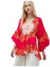 Free People Red Ivory Long Sleeve Blouse Size S - photo 1