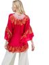 Free People Red Ivory Long Sleeve Blouse Size S - photo 2