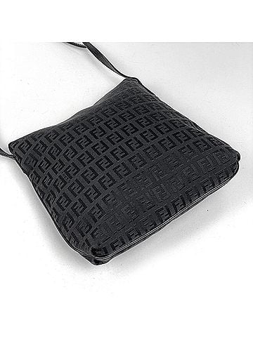 Fendi Fendi Zucchino Pattern Shoulder Bag, Canvas, Black, 8BT075, Women's (view 2)