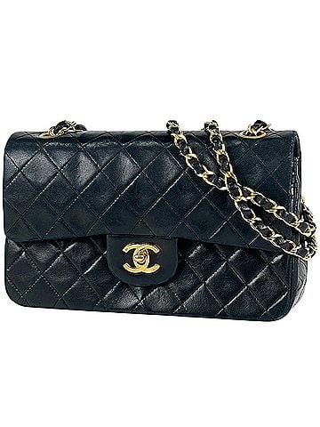 Chanel Chanel Matelassé Double Flap Chain Shoulder Bag, Coco Mark, Leather, Black, A01113, Women's (view 1)