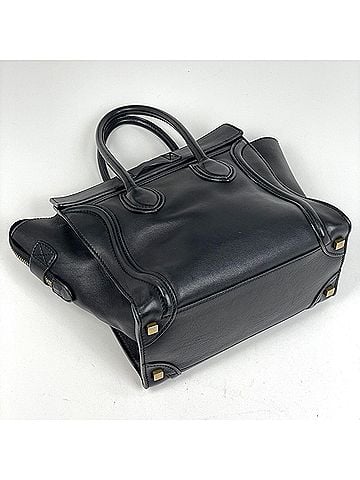 Céline Celine Luggage Micro Shopper Tote Bag Handbag Leather Black Women's (view 2)