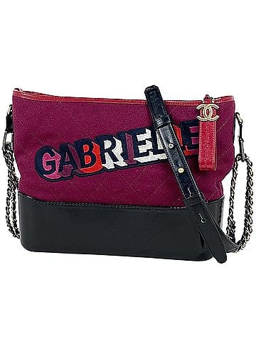 Chanel Chanel Gabrielle de Large Hobo Bag with Chain, Coco Mark, Felt, Red/Navy, Women's (view 1)