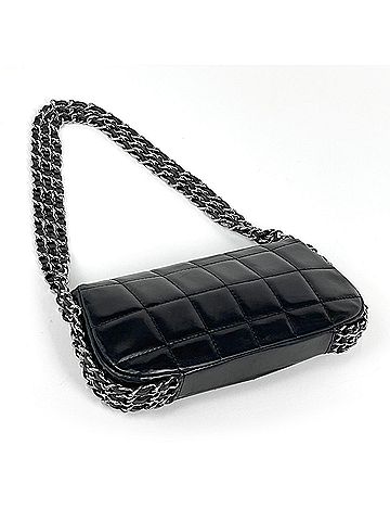 Chanel Chanel Chocolate Bar Chain Handbag, Coco Mark, Leather, Black, Women's (view 2)