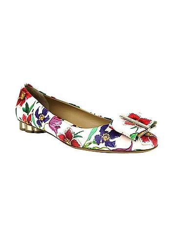 Salvatore Ferragamo Women's Capua White / Multi-color Leather Flats(5.5 B) (view 1)