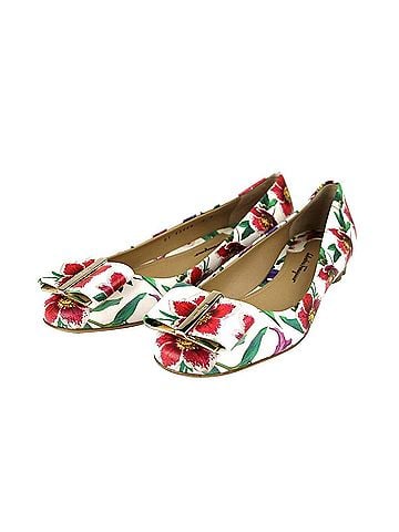Salvatore Ferragamo Women's Capua White / Multi-color Leather Flats(5.5 B) (view 2)