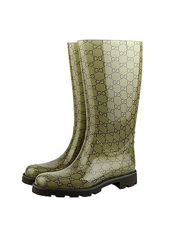 Gucci Women's ssima Pattern Light Brown Rubber Rain Boots (35 G / 5.5 US) (view 2)