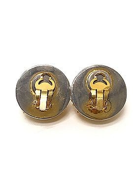 Hermès HERMES Pegasus Dome-Shaped Round Vintage Clip-On Earrings, Metal, Gold, Women's (view 2)