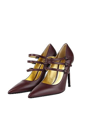 Bottega Veneta Women's 3 Straps Mahogany Leather Heels (39.5 EU / 9.5 US) (view 2)