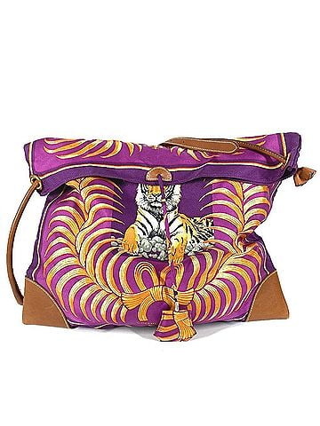 Hermès HERMES Silky City MM Tiger Bag - Crossbody Handbag with Pouch Silk Leather Men's &amp; Women's Purple (view 1)