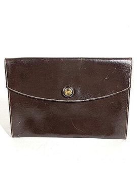 Hermès HERMES H-logo Vintage Pochette Rio Clutch Bag, Handbag, Pouch, Second Leather, Women's, Brown (view 1)
