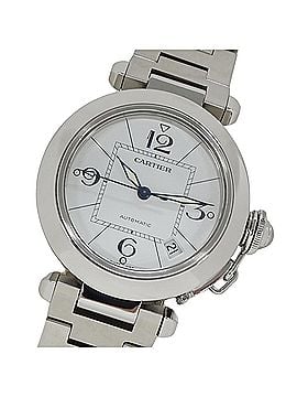 Cartier Cartier Pasha C Date Automatic Watch for Boys, Stainless Steel (SS) W31074M7, Silver &amp; White (view 1)