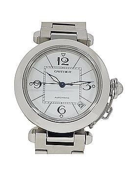 Cartier Cartier Pasha C Date Automatic Watch for Boys, Stainless Steel (SS) W31074M7, Silver &amp; White (view 2)