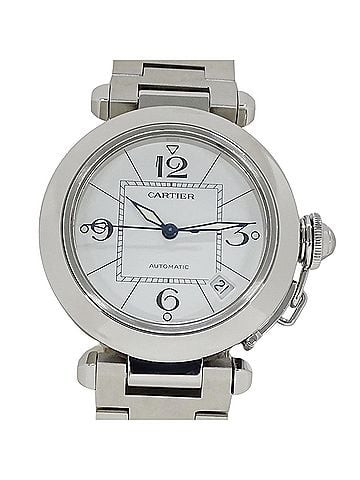 Cartier Cartier Pasha C Date Automatic Watch for Boys, Stainless Steel (SS) W31074M7, Silver &amp; White (view 2)