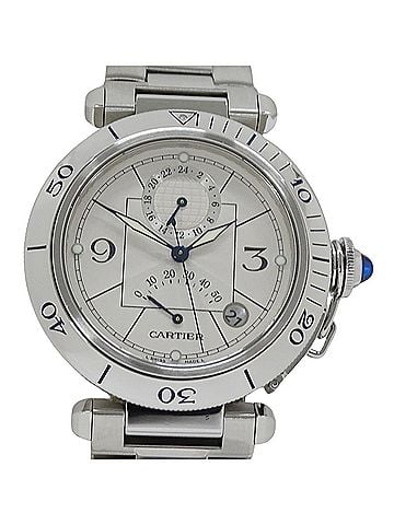 Cartier Cartier Pasha Men's Watch, Power Reserve, GMT, Date, Automatic, Stainless Steel (SS), W31037H3, Silver, Round (view 2)