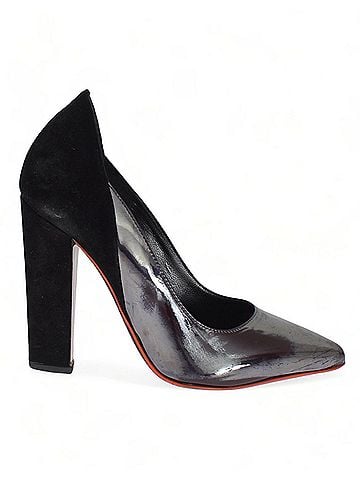 Cedric Charlier Gray Black Leather Suede Heels Pumps Women's Shoes (view 2)