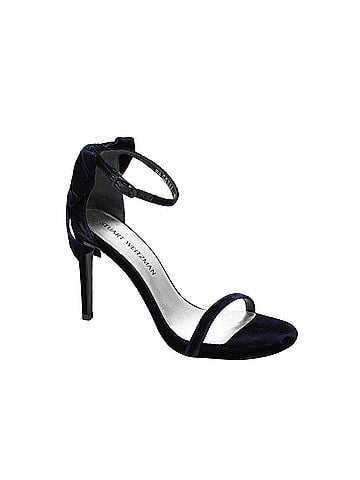 Stuart Weitzman Women's Navy Velvet Ankle Strap Mybow Sandal (9.5 M US) (view 1)