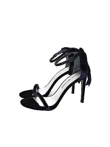 Stuart Weitzman Women's Navy Velvet Ankle Strap Mybow Sandal (9.5 M US) (view 2)