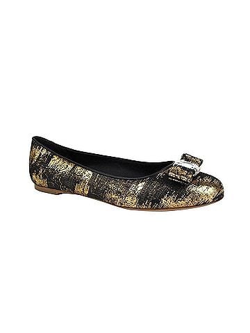Salvatore Ferragamo Women's Varina Black / Gold Fabric Ballet Flat (6.5 C) (view 1)