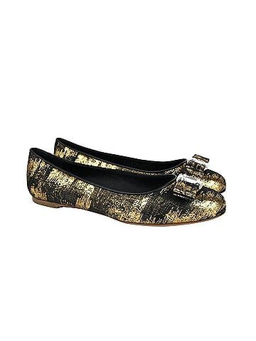 Salvatore Ferragamo Women's Varina Black / Gold Fabric Ballet Flat (6.5 C) (view 2)