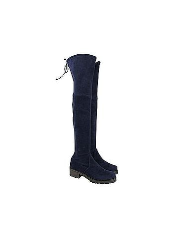 Stuart Weitzman Women's Vanland Dark Blue Suede Knee High Boots (38 / 7.5 M) (view 2)