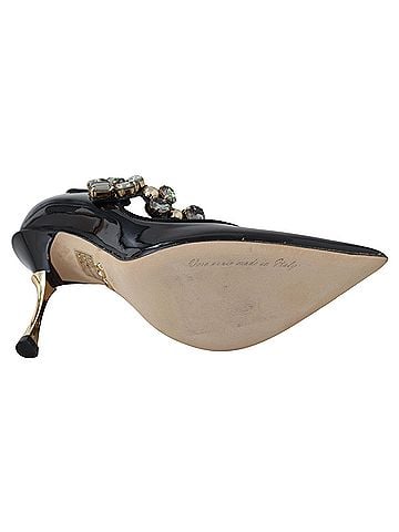 Dolce & Gabbana Black Leather Crystal Shoes Mary Jane Women's Pumps (view 2)