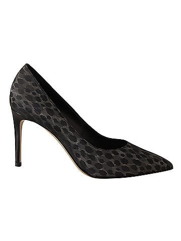 Sofia Collections Black Leopard Leather Stiletto High Heels Pumps Women's Shoes (view 1)