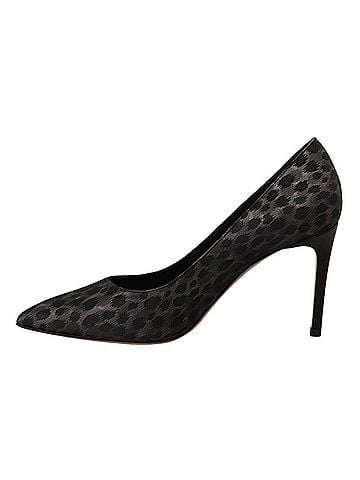 Sofia Collections Black Leopard Leather Stiletto High Heels Pumps Women's Shoes (view 2)