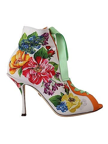 Dolce & Gabbana White Jersey Stretch Boots Open Toes Heels Women's Shoes (view 1)