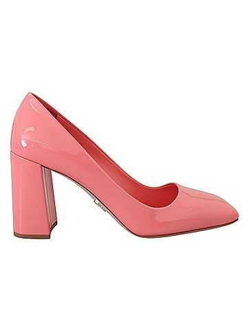 Prada Pink Patent Leather Block Heels Pumps Women's Classic (view 1)