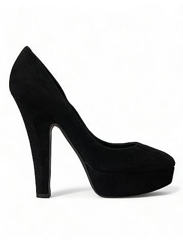 Dolce & Gabbana Black Suede Leather Platform Heel Pumps Women's Shoes (view 1)