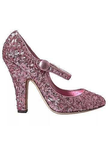 Dolce & Gabbana Pink Sequin Mary Jane Pumps High Heels Women's Shoes (view 1)